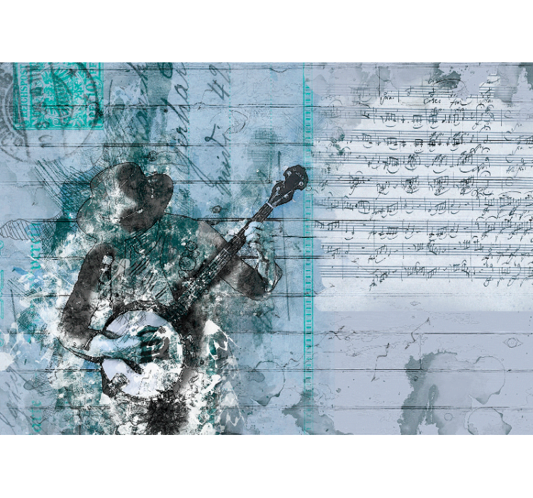 音楽 壁の壁画 バンジョーを演奏するミュージシャン - TENSTICKERS