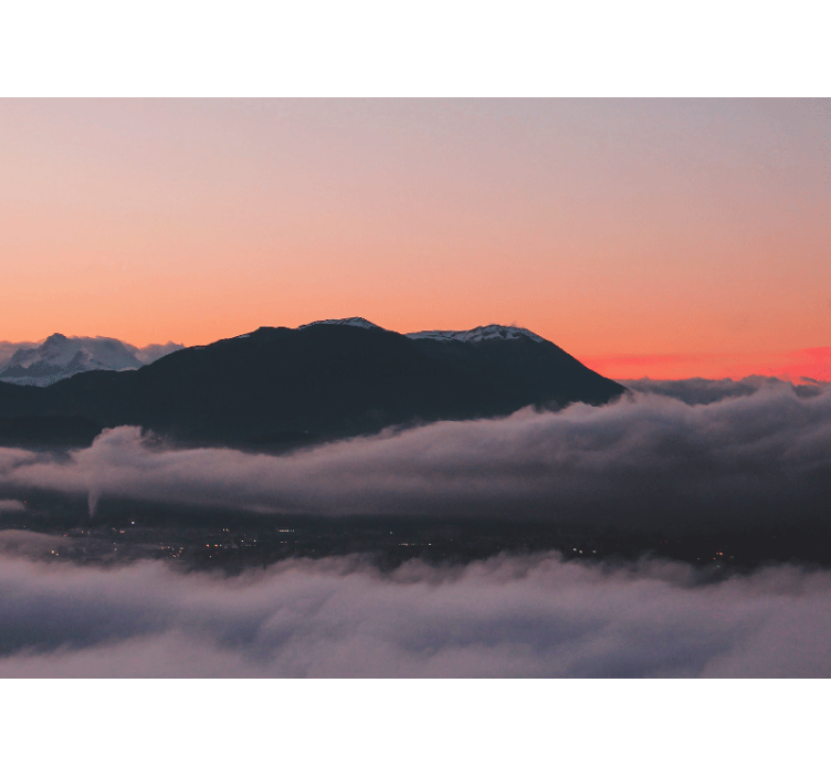 風景壁壁画山の夕日ビュー - TENSTICKERS