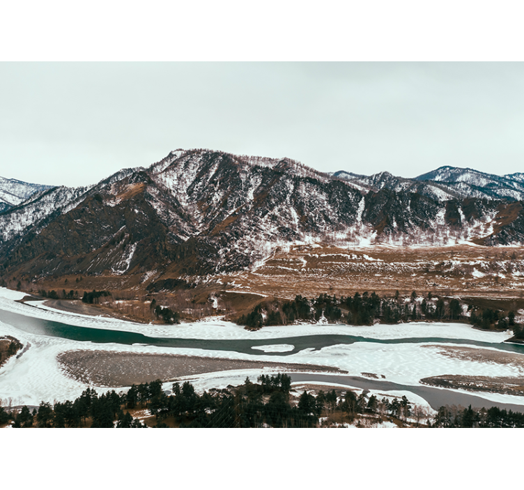 風景壁壁画山の川の景色 - TENSTICKERS