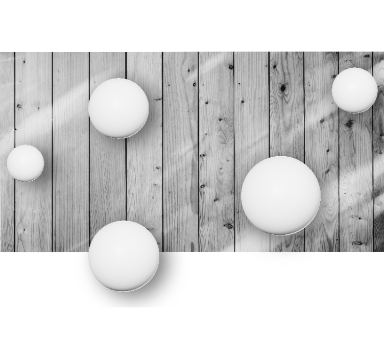 白い球木の背景3d壁壁画 - TENSTICKERS