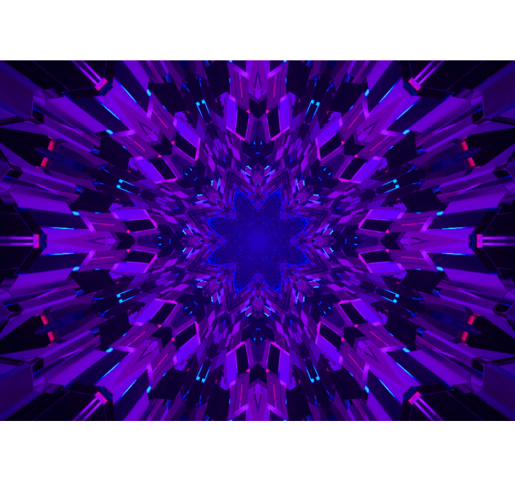 紫と青のクリスタルの破片3d壁画 - TENSTICKERS