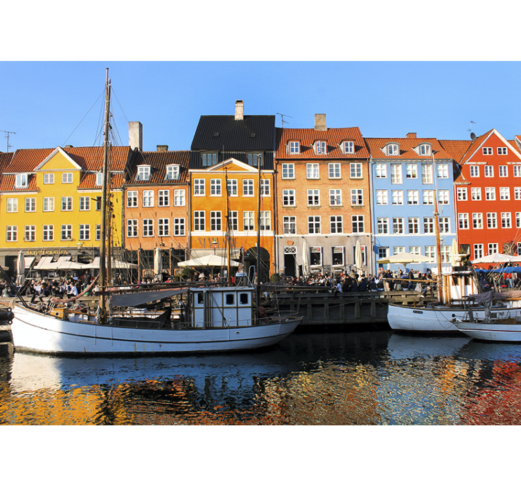 都市と国の壁の壁画鮮やかな湖畔の住まい - TENSTICKERS