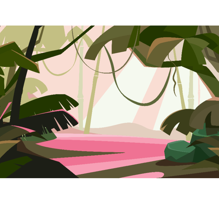 ジャングルの壁画　豊かなトロピカルシーン - TENSTICKERS