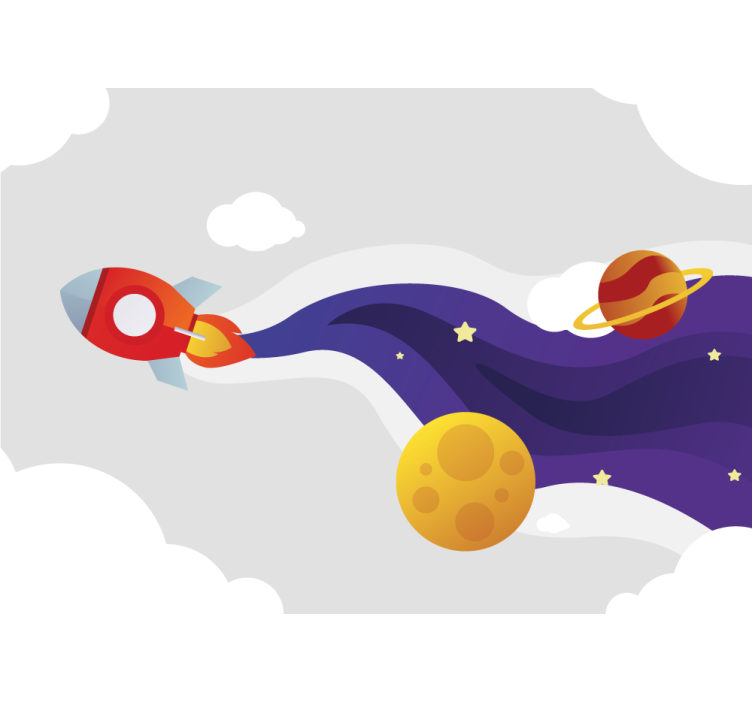 ファンタジー壁画宇宙船と天体 - TENSTICKERS