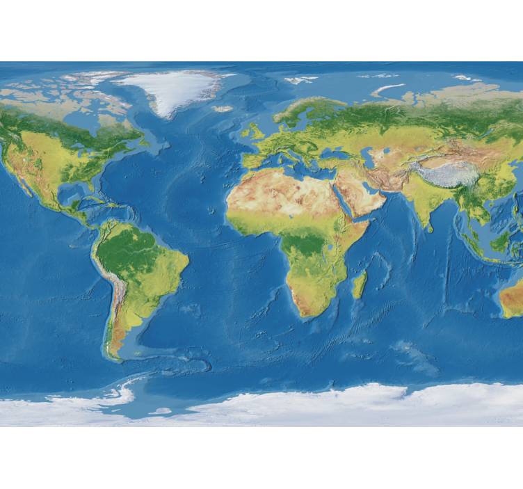地理的にリアルな世界地図3d壁画 - TENSTICKERS