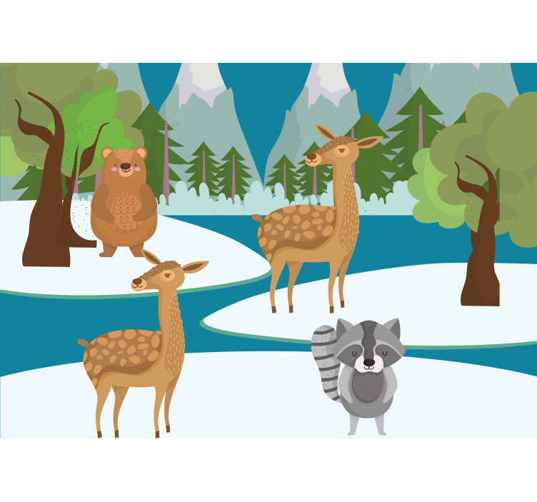 子供の寝室 壁画 森の動物の絵 - TENSTICKERS