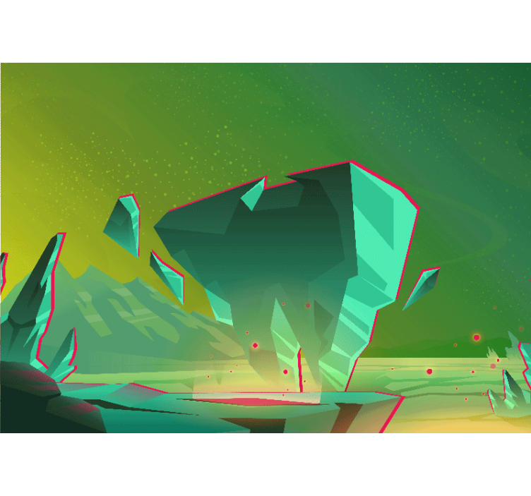 抽象的な壁の壁画幾何学的な緑の形状 - TENSTICKERS