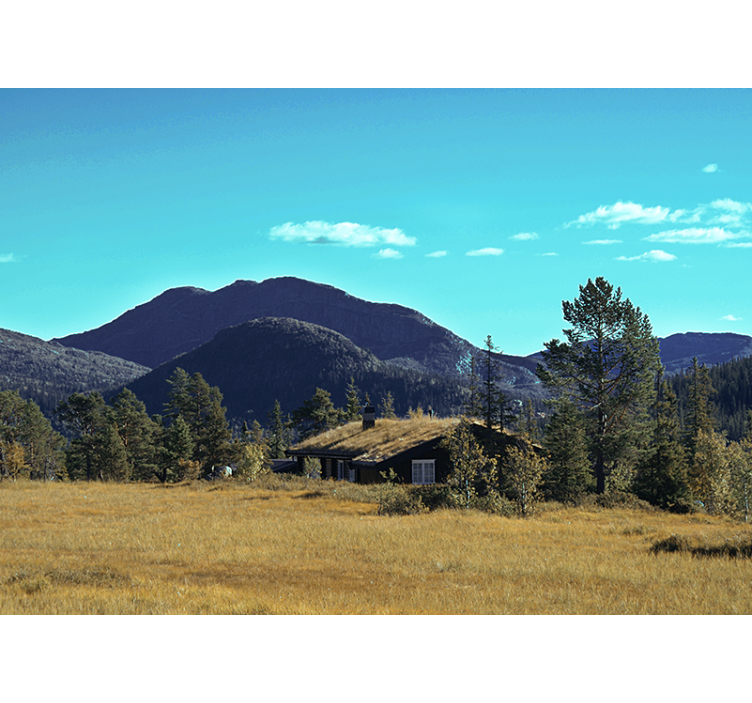 風景壁壁画山のキャビンの隠れ家 - TENSTICKERS