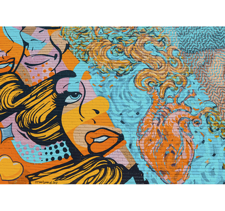 女性の顔の落書き都市アート壁画 - TENSTICKERS