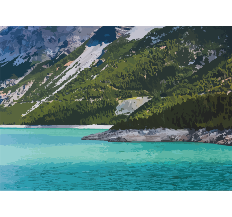 風景壁壁画山湖の静けさ - TENSTICKERS