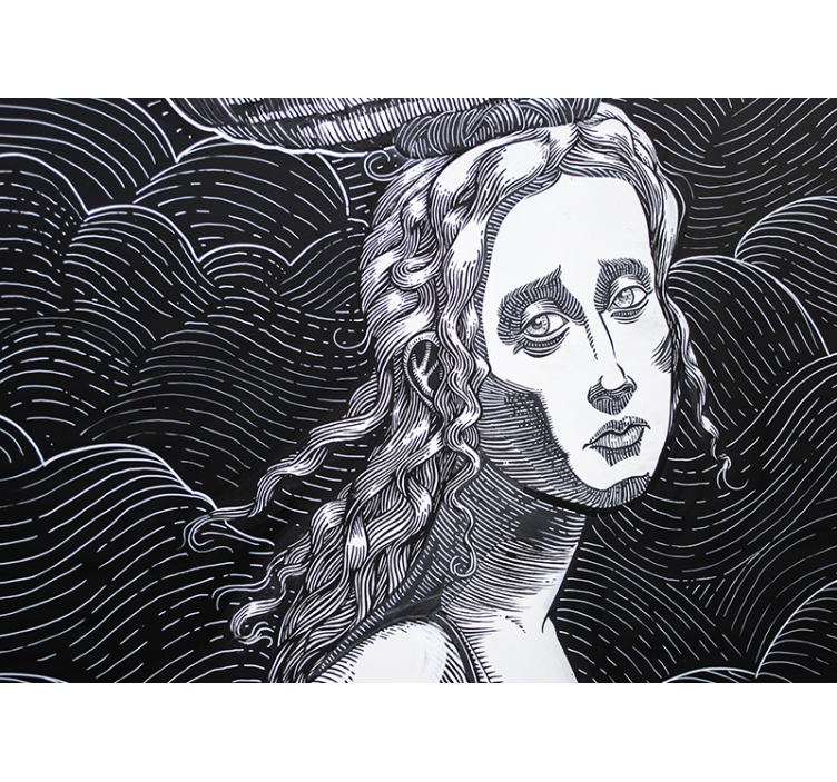 女性の黒と白の古典的な芸術の壁の壁画 - TENSTICKERS