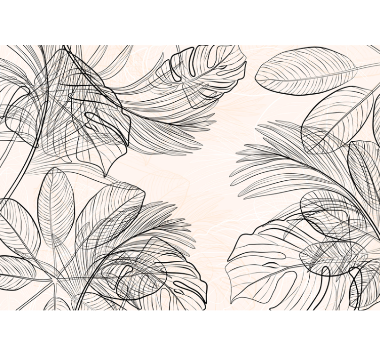 暖かい色の薄い葉は浴室の壁画を形作ります - TENSTICKERS