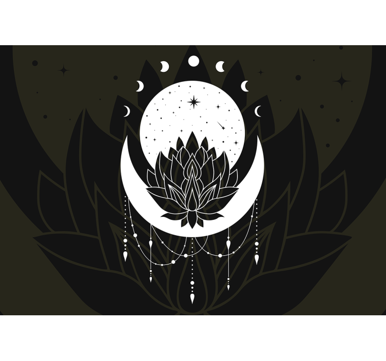 蓮の花のユニークなパターンの曼荼羅の壁の壁画 - TENSTICKERS