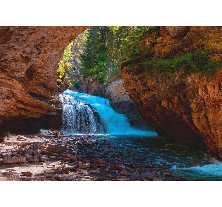 山 壁画 滝の流れの景色 - TENSTICKERS