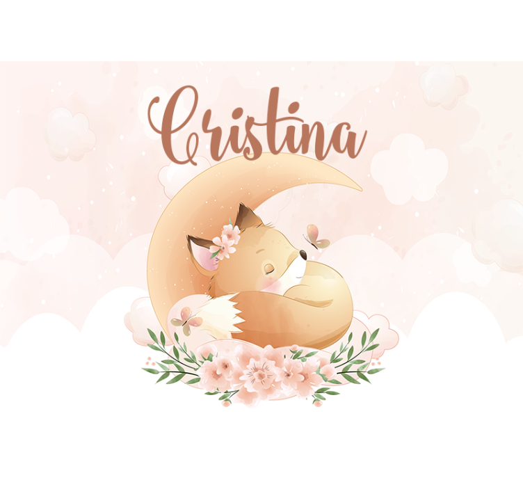 カスタマイズ可能な壁面壁画スリーピングフォックスデザイン - TENSTICKERS