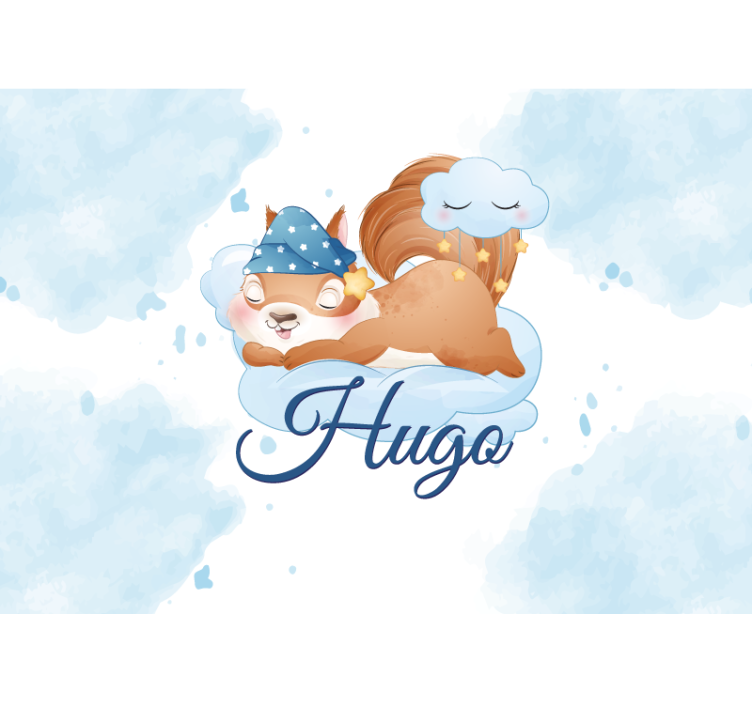 名前の保育園の壁画を持つ男の子のためのかわいいリス - TENSTICKERS