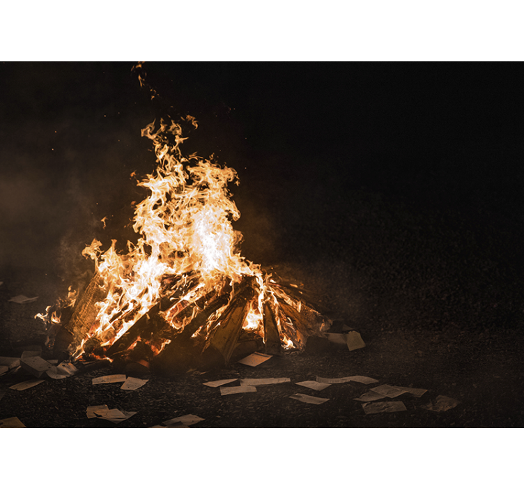 抽象的な壁の壁画炎の焚き火のシーン - TENSTICKERS