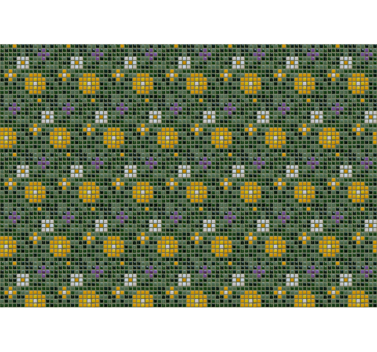 浴室 壁画 鮮やかなタイルの花柄 - TENSTICKERS