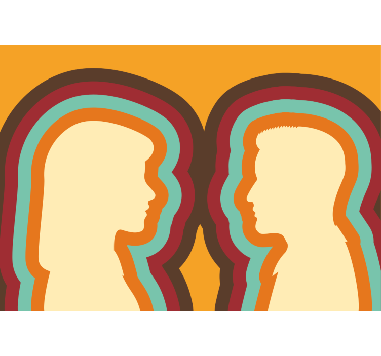 愛の壁画カップルのシルエット - TENSTICKERS