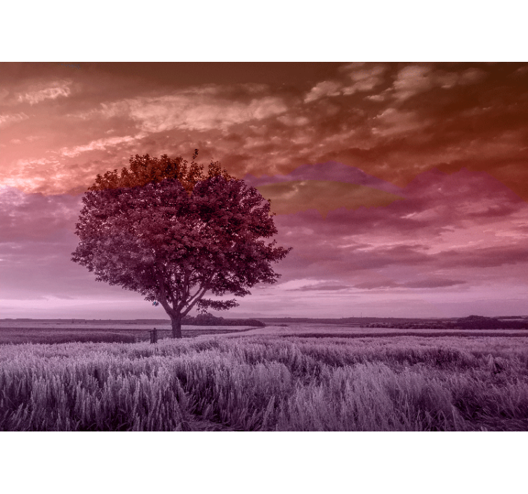 森の壁の壁画孤独な木のシルエット - TENSTICKERS