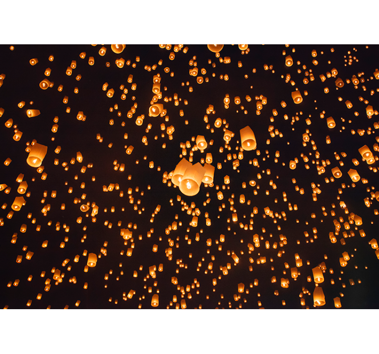 廊下 壁画 浮かぶランタン祭り - TENSTICKERS