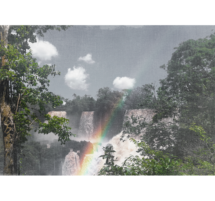 滝の壁の壁画 熱帯雨林の滝のシーン - TENSTICKERS