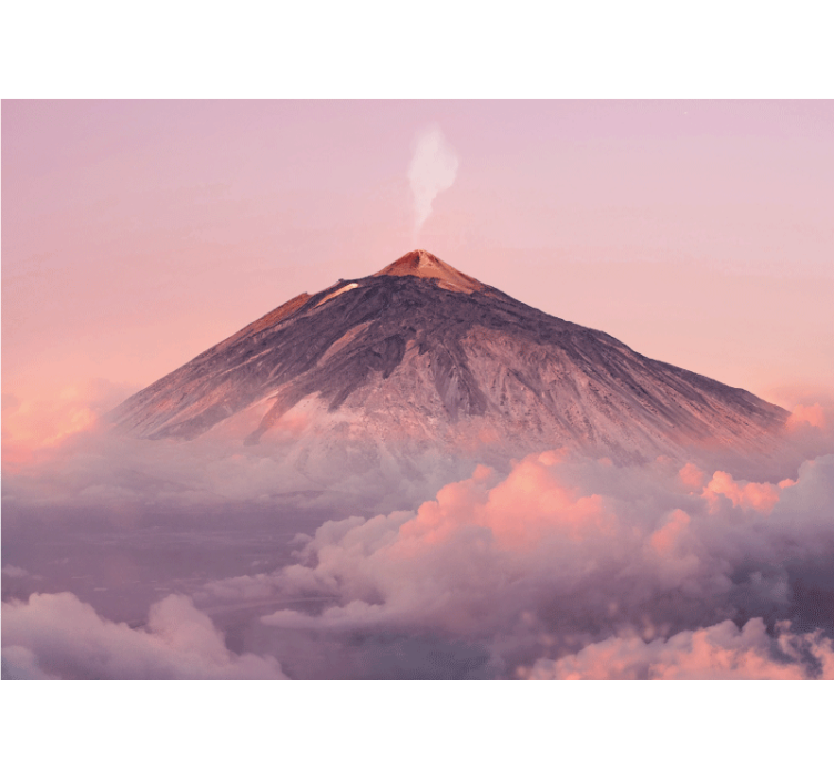 山 壁画 煙る火山の頂 - TENSTICKERS