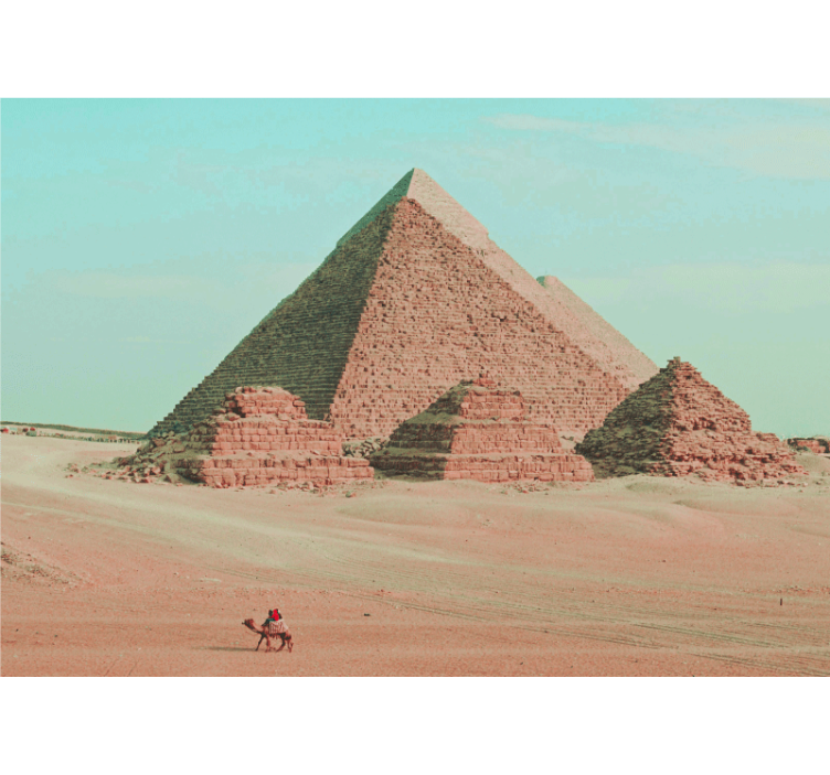 都市と国の壁の壁画 ピラミッドとラクダのイメージ - TENSTICKERS