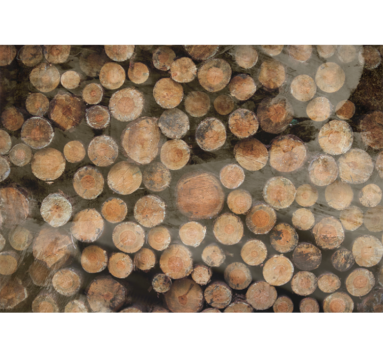 他のテクスチャとパターン 壁画 木の丸太の配置 - TENSTICKERS