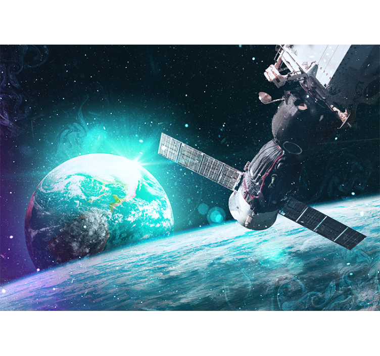 壁画 天の川 地球を周回する宇宙船 - TENSTICKERS