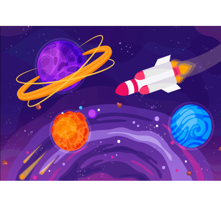 ファンタジー壁画宇宙のロケット - TENSTICKERS
