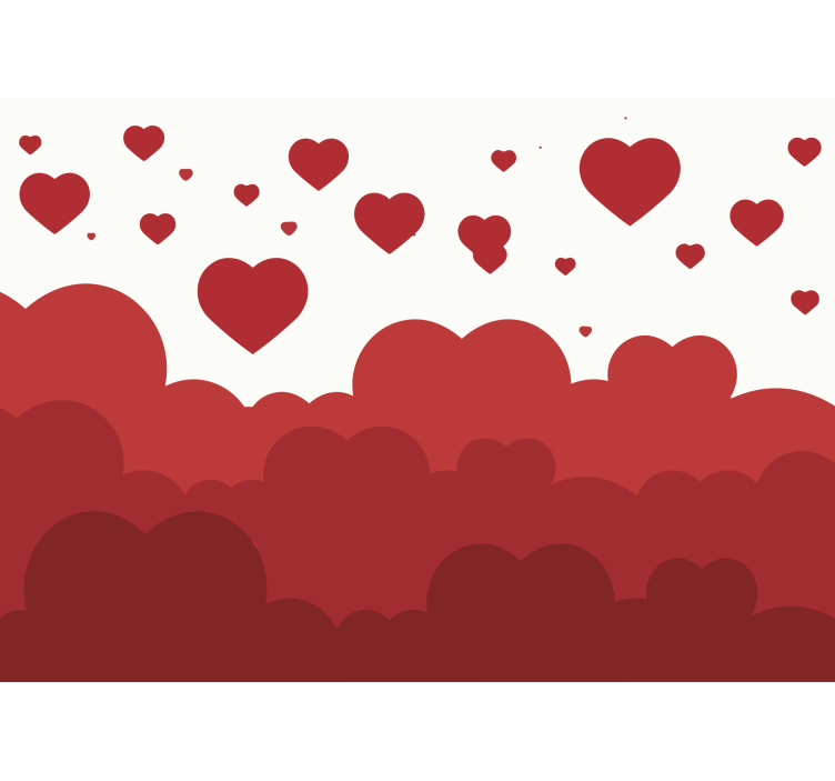 愛の壁画浮かぶハートの雲 - TENSTICKERS
