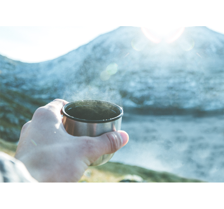 人の壁の壁画飲み物を持つ手 - TENSTICKERS