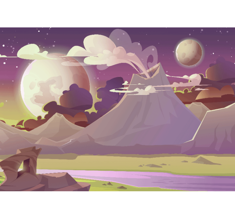 ファンタジー壁画ファンタジーマウンテンシーン - TENSTICKERS