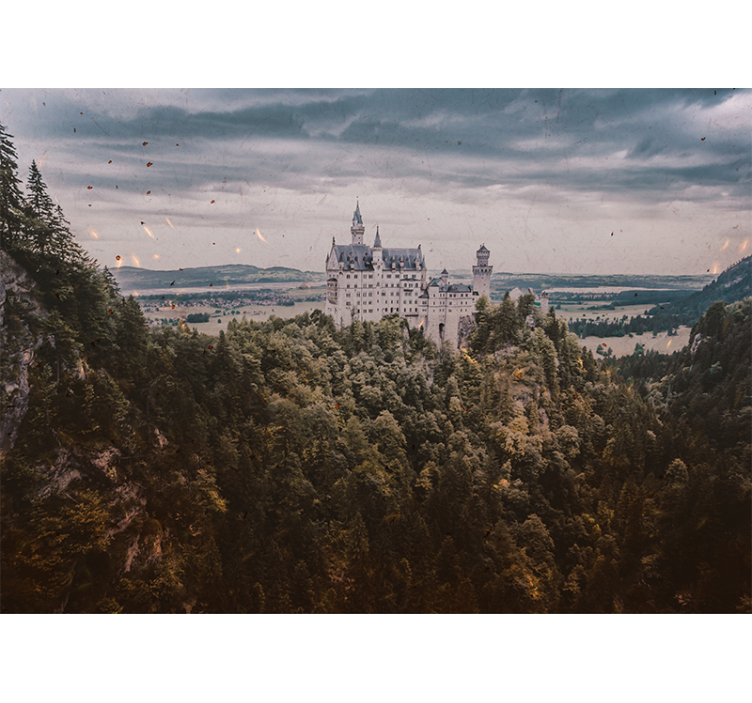 風景壁壁画山の上の城 - TENSTICKERS