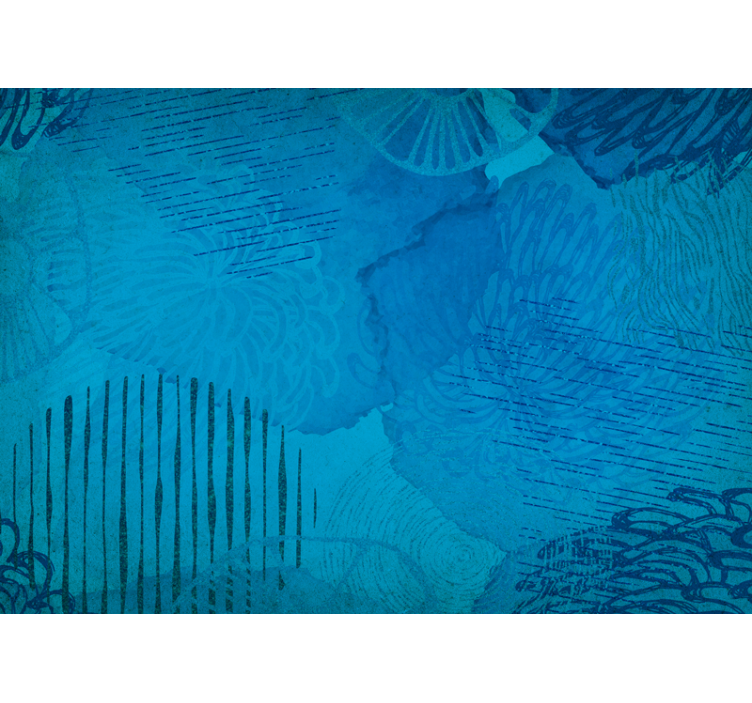 水色の幾何学的なデザインの壁の壁画 - TENSTICKERS