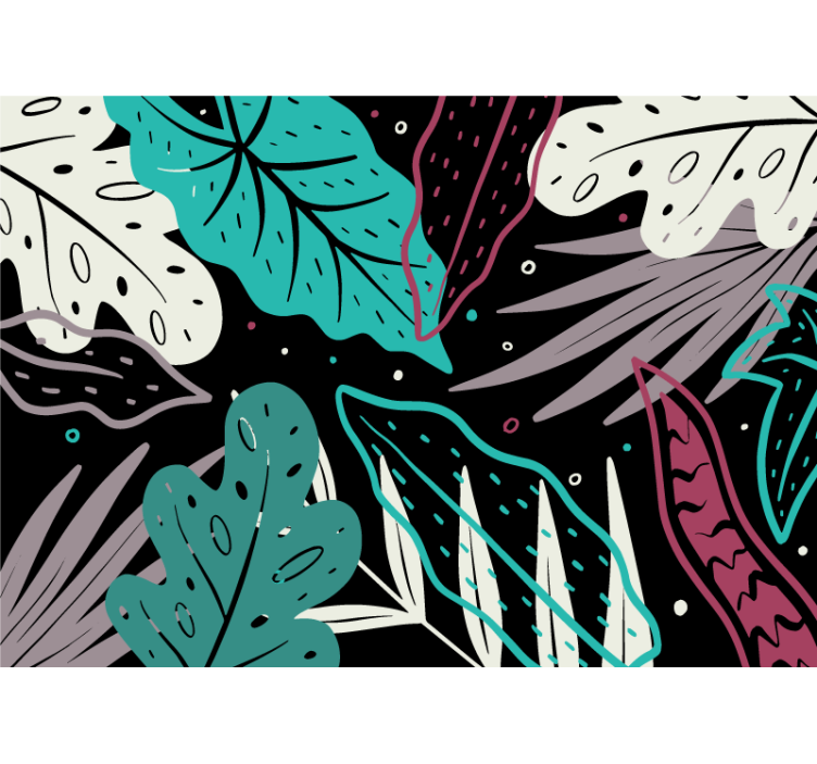 自然 壁画 装飾的な葉のモチーフ - TENSTICKERS