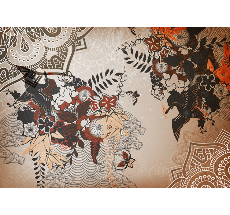 マンダラ壁画 花の模様 - TENSTICKERS