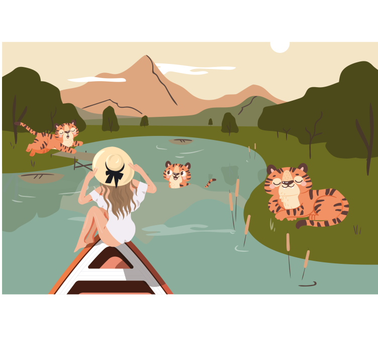 子供の寝室 壁画 トラの冒険シーン - TENSTICKERS