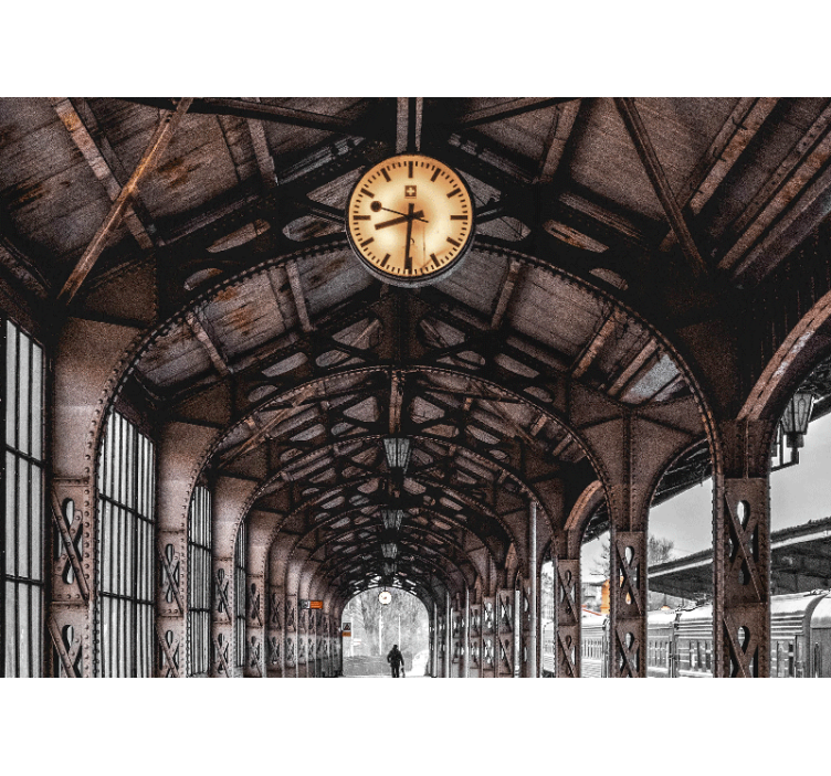 都市と国の壁の壁画時計台駅アーチウェイ - TENSTICKERS