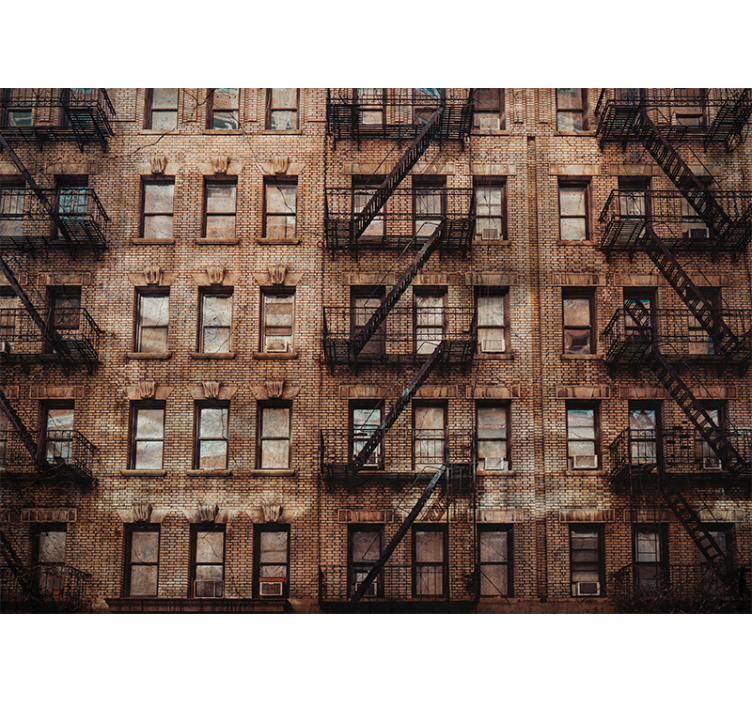 都市と国の壁の壁画都市レンガファサード - TENSTICKERS