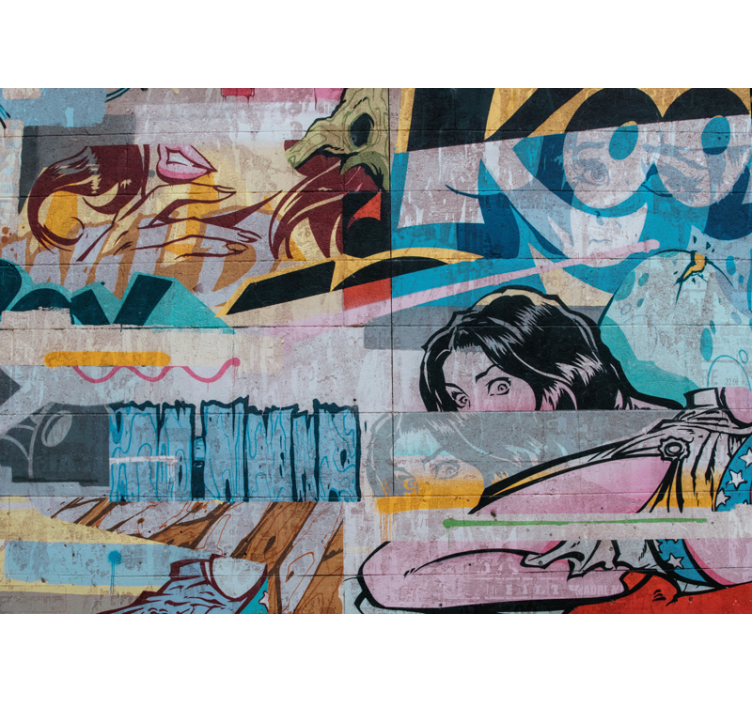 オリジナルのカラフルな落書きアーバンアート壁画 - TENSTICKERS