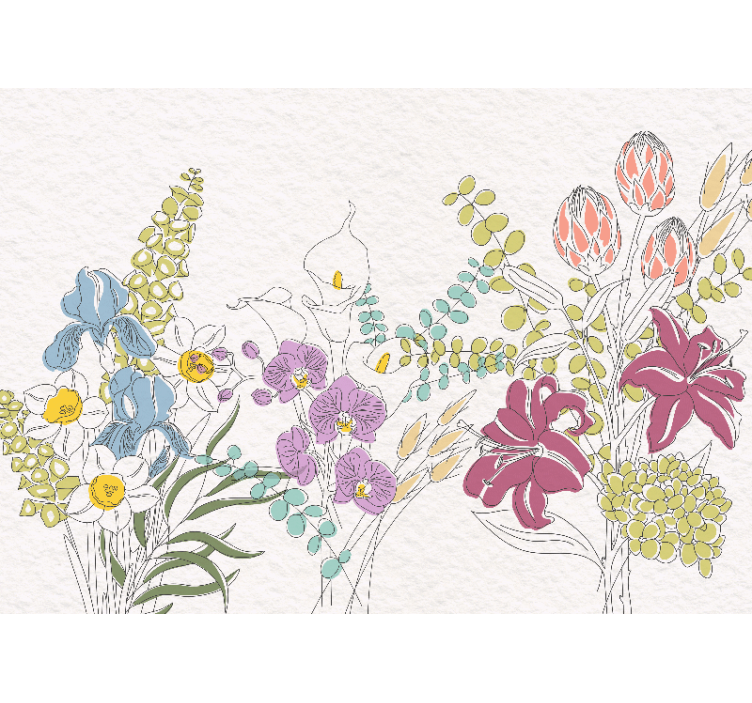 パノラマ壁紙 フルール・デシネ - TENSTICKERS