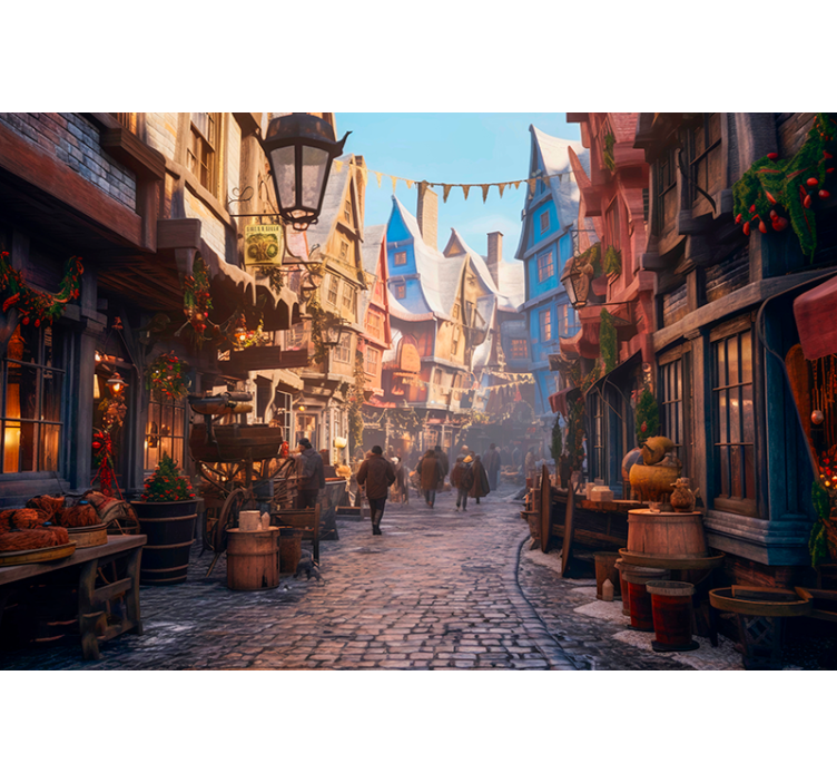 ファンタジー壁画 魔術師の街 - TENSTICKERS