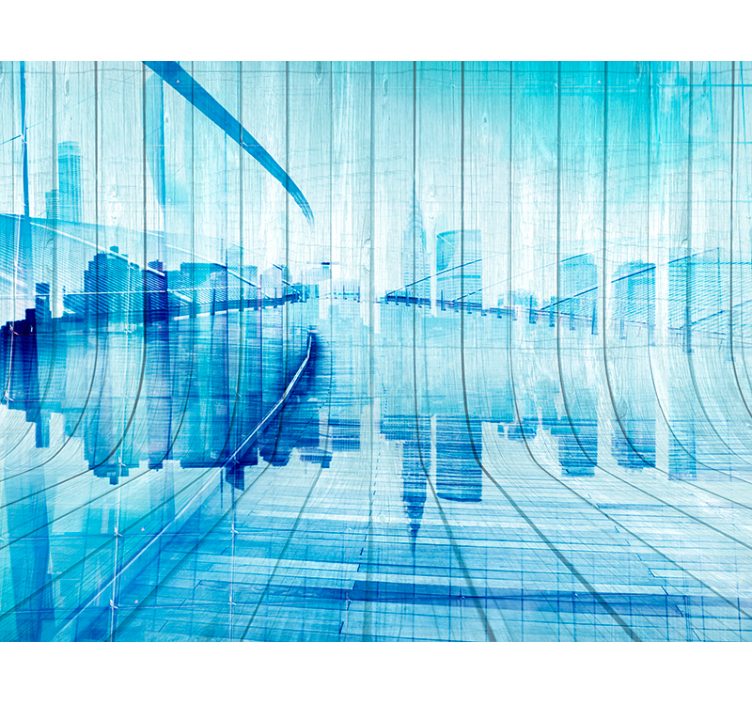 都市と国の壁の壁画 都市スケッチパノラマ - TENSTICKERS