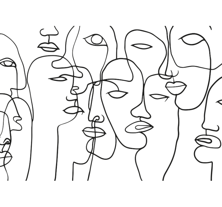 抽象的な壁の壁画 顔の模様 - TENSTICKERS