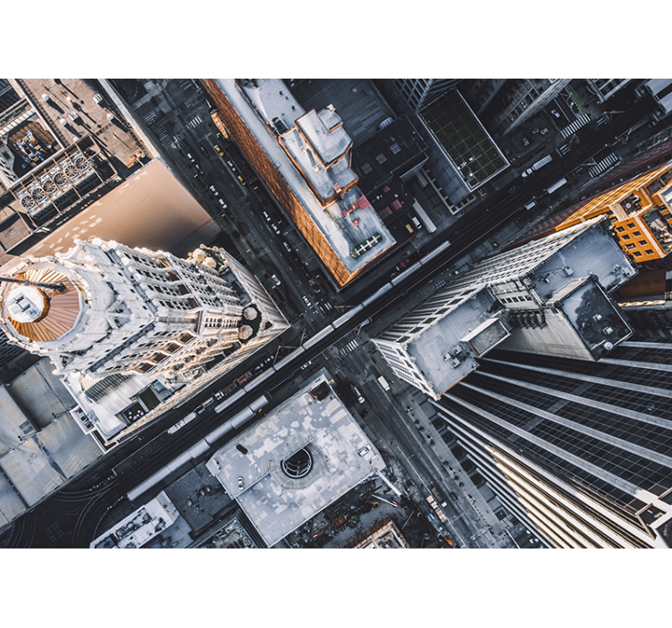 都市と国の壁の壁画空中都市景観ビュー - TENSTICKERS