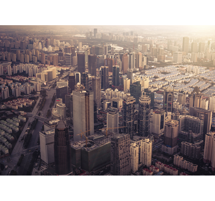 ニューヨークの街並みの壁の壁画 - TENSTICKERS