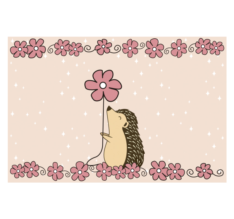 動物 壁画 ハリネズミと花 - TENSTICKERS