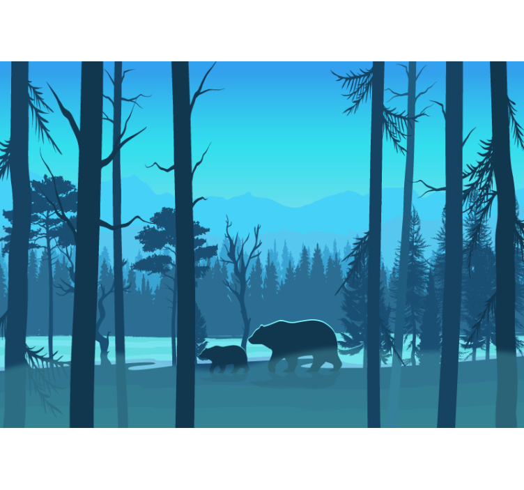 子供の山とクマの壁の壁画 - TENSTICKERS